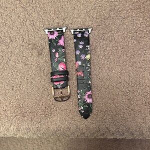 Ted Baker Genuine Leather Floral Black 40mm Apple Watch Band